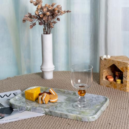 Marble Vanity Tray,14" Large Stone Bathroom Tray Countertop,Deep Green | Unique Texture - color: Deep Bianco Palomino