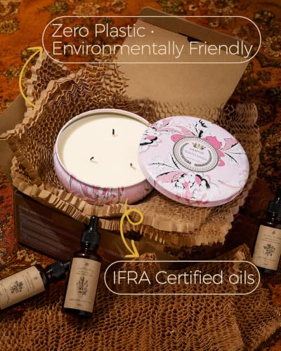 M&SENSE Cherry Blossom Scented Candles 12 oz, Large 3 Wick Soy Tin | Triple Wick, 40 Hour Long Burn, Non-Toxic,100% Natural Soy Wax, Stress Relaxing Aromatherapy Candle Gift for Women Men - color: Cherry Blossom