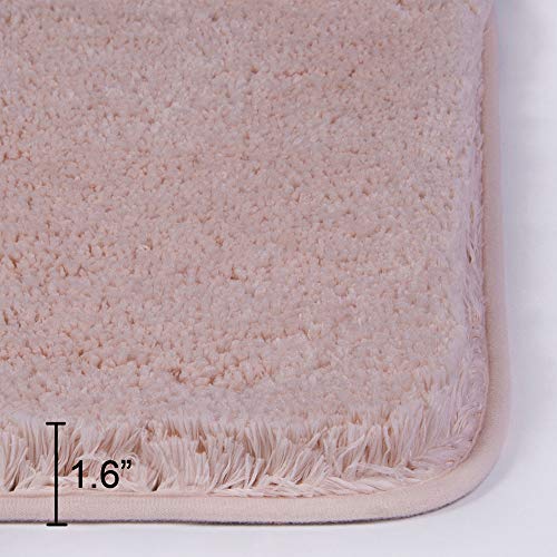 Walensee Shaggy 2 Piece Bath Rug Set (Dusty Pink) - 20 x 24 U Shape Contour & 20 x 32 Bath Mat - Machine Wash/Dry - Plush Absorbent Non Slip - color: Dusty Pink