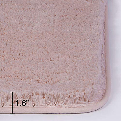 Walensee Shaggy 2 Piece Bath Rug Set (Dusty Pink) - 20 x 24 U Shape Contour & 20 x 32 Bath Mat - Machine Wash/Dry - Plush Absorbent Non Slip - color: Dusty Pink
