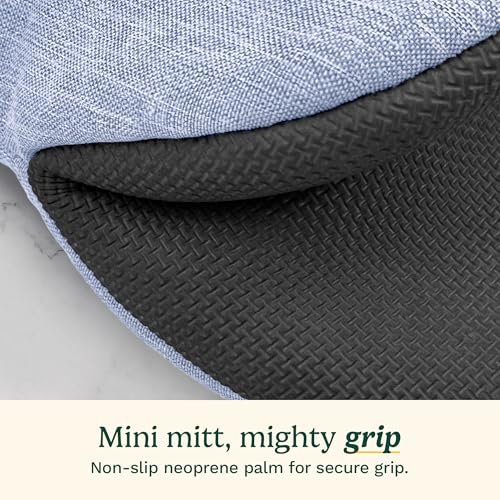 Cuisinart Mini Oven Mitts, 2-Pack, Neoprene Grip, Heat Resistant 350F | Cotton-lined, non-slip neoprene palm, ambidextrous design, ideal for smaller hands and everyday cooking - color: Light Blue
