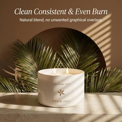Hidden Label Vanilla Jasmine Scented Candle, 10 oz 2-Wick | Soy wax jar candle, up to 45 hours, warm floral scent for bedroom, bathroom, living room and gifting - color: Vanilla Jasmine