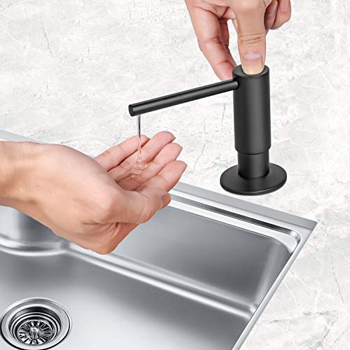 Samodra Sink Soap Dispenser, Metal Pump Head Liquid Lotion Countertop Kitchen Bathroom Soap Dispenser with 17 OZ PET Bottle (Black Matte) - color: Black Matte