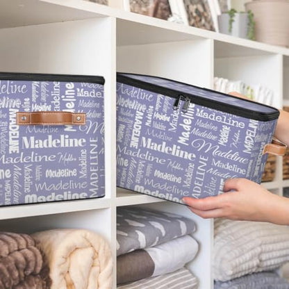 Custom Name Storage Basket, Personalized Keepsake Box, Haze Purple | Foldable Fabric Gradient Large Memory Bin with Handle Lid Lightweight Waterproof Dustproof, 14"L x 10.2"W x 10.4"H - color: Option 13