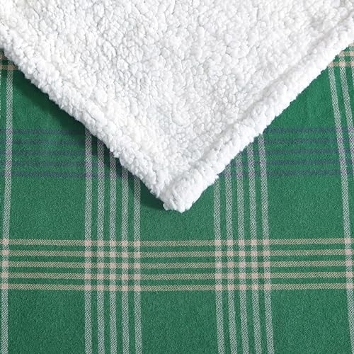 Eddie Bauer - Throw Blanket, Soft & Reversible Cotton Flannel Bedding, Throw Blanket for Couch or Bed (Union Bay Green, 50" x 60") - color: Union Bay Green