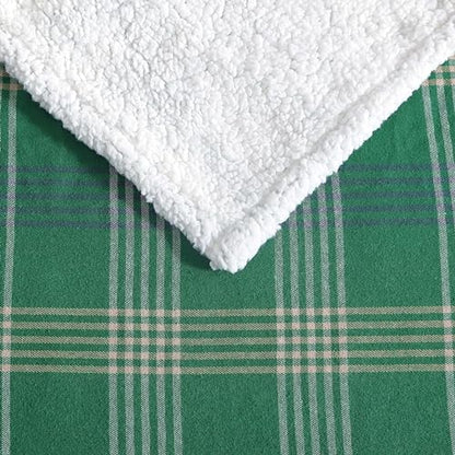 Eddie Bauer - Throw Blanket, Soft & Reversible Cotton Flannel Bedding, Throw Blanket for Couch or Bed (Union Bay Green, 50" x 60") - color: Union Bay Green