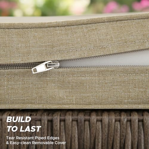 Outdoor Chair Cushions, Fade-Resistant & Water-Resistant, D Shaped Patio Furniture Seat Chair Pads Replacement with Ties, Non-Slip Bottom, Removable Cover, Set of 4, 17 x 16 Inch, Natural - color: Natural, size: 17" x 16" 4 Pack