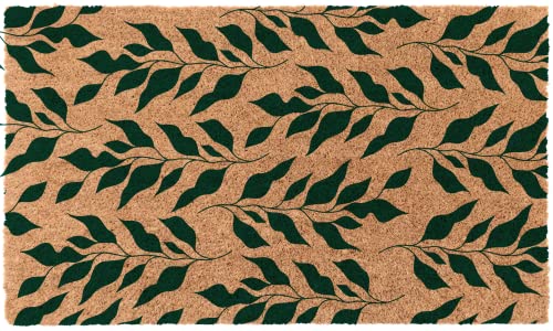 COCO MATS 'N MORE Spring Coir Doormat – Durable Coir Door Mat with Vinyl Backing, Stylish Outdoor Mat for Entryway, Porch Mat, and Front Door Mat (|18" X 30" | Leaves Pattern Classic| Made in USA) - color: Leaves Pattern Classic, size: 18" X 30"