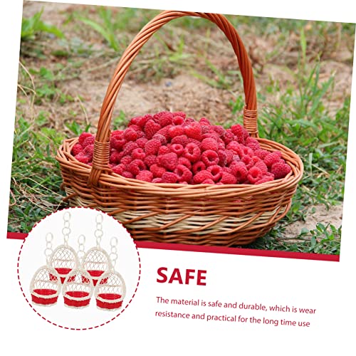 ORFOFE 5pcs Handwoven Rattan Hanging Baskets Nest Shape Decorative Storage Baskets Handles Stylish Wall Decor for Home and Office Organization