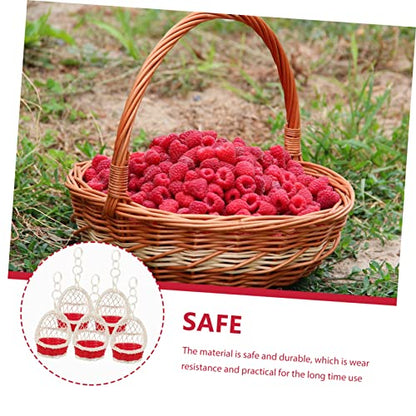 ORFOFE 5pcs Handwoven Rattan Hanging Baskets Nest Shape Decorative Storage Baskets Handles Stylish Wall Decor for Home and Office Organization