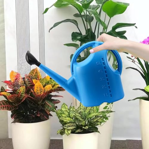 1.1 Gallon Long Spout Watering Can, Modern Lightweight Durabl Plant Waterer with Removable Long Spout Sprinkler Head,2026 New Plastic Large Watering Can Indoor for Succulents Flower Seedlings - color: Blue