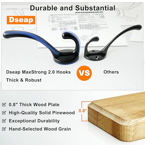 Coat Rack Wall Mount: 38-1/4" Long, Patented, Heavy-Duty, 10-Double-Hooks Wooden Hanger Rail for Winter Coats Hat Jacket Clothing, White & Black - color: White & Black, size: L=38.3"(1pcs)