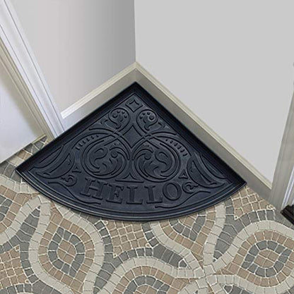 A1HC Heavy Duty Flexible and Durable 100% Rubber Hello Triangle Boot Trays Multi-Purpose for Shoes, Pets, Garden - Mudroom, Entryway, Garage and Scraper Doormat 21.6" X 21.6" - style: Triangle