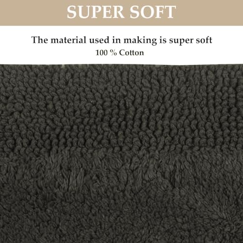 Home Weavers Luxury Collection 100% Cotton Reversible Bathroom Rugs Set, Washable Rug, Soft Cotton Extra Soft and Absorbent Bath Rug, Kitchen Mat, 2 Piece Set(S+M), Gray - color: Grey, size: 2 Piece Set(S+M)