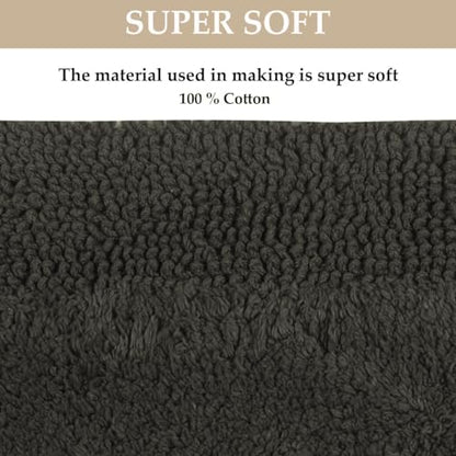 Home Weavers Luxury Collection 100% Cotton Reversible Bathroom Rugs Set, Washable Rug, Soft Cotton Extra Soft and Absorbent Bath Rug, Kitchen Mat, 2 Piece Set(S+M), Gray - color: Grey, size: 2 Piece Set(S+M)