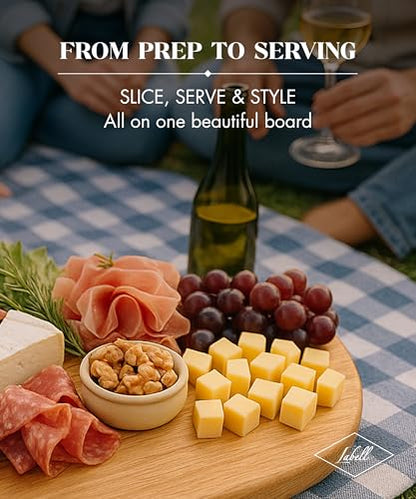 Labell Canadian Maple Wood Cutting Board with Handle, 7 x 10 x 0.75 in | Multi-Purpose Charcuterie Board, Flat Paddle, for Meat, Cheese, Veggies, Serving - size: Medium (7" x 10")
