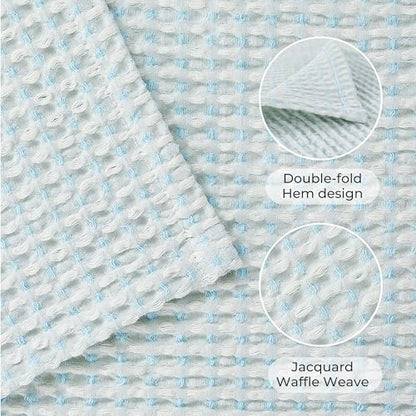 EGOHOME Lightweight Cotton Two-Tone Check Pattern Waffle Throw Blanket | Light Blue/White, 50"x60", Soft & Breathable for Bed, Couch, Sofa, All Seasons - color: Blue/White, size: Throw