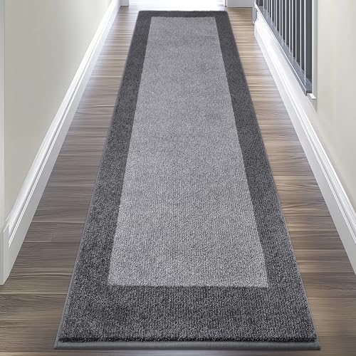 Runner Rug 24" x 96" for Kitchen, Floor, Hallway, Roll Packing | Non Slip, Machine Washable, Dirt trapping, Absorbent, Quick Drying, for Entryway, Bedroom, Bathroom, Door - color: Grey, size: 24" X 96"