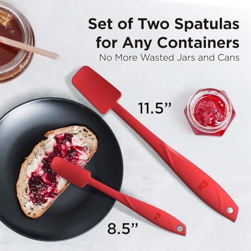 Kitchen Mama WaltzGrip Platinum Silicone Jar and Can Spatula Set, Red | Heat-Resistant, Dishwasher Safe, Ergonomic Grip, Perfect for Mixing and Scraping, Nonstick Cookware - color: Red