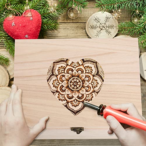 Yookeer 2 Pcs Large Unfinished Wooden Box with Hinged Lid and Front Clasp, Rectangle Unpainted Crafts DIY Wood Boxes Treasure Chest Stash Box for Art Gifts Jewelry Home Storage, 10.6x8.1x5.7 Inch