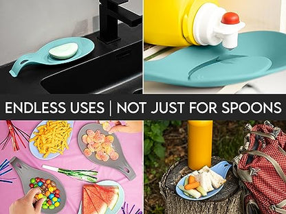 Black Silicone Spoon Rest for Stove Top, Set of 2, XL 9.2”, DISHWASHER SAFE | NON-STICK Surface for Quick Cleanup, Non-Slip, Safe for Glass & Induction Cooktops, Raised Edges Catch Drips, Heat Resistant - color: Black - 2 Pcs