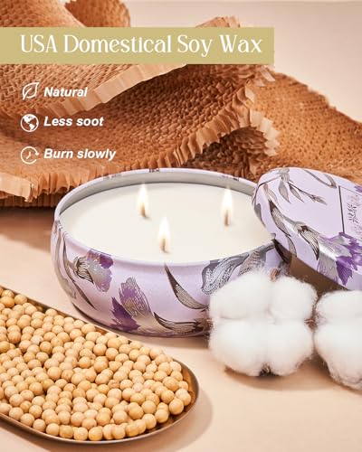 M&SENSE Citrus Berry Scented Candles 12 oz, Large 3 Wick Soy Tin Candle, Over 40 Hour Burning Time, 100% Natural Vegan Wax Relaxing Aromatherapy Aesthetic Candle Gift for Women Men - color: Citrus Berry
