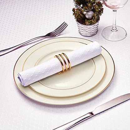 White Jacquard 17x17 Square Polyester Cloth Napkins Set of 8 | Waterproof, Stain Resistant, Shrink Proof, Washable, fabric, Outdoor, Dining, Wedding, Kitchen, Party, Banquet, Reusable - color: White