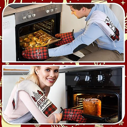 Bencailor 6 Pcs Christmas Kitchen Set Christmas Tree Kitchen Towels Oven Mitts and Pot Holders Set Dish Towel Heat Resistant Oven Mitts for Xmas Decor Cooking Baking Grilling(Tree) - style: Tree
