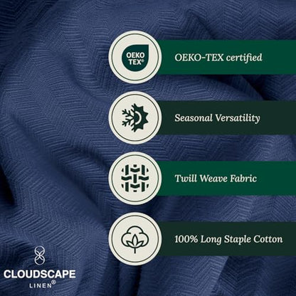 CSL All Season Cotton Blanket Queen Size, Soft & Warm, 92"x92", Ensign Blue | Queen Summer Blanket, Fits up to Full Size Bed, Soft & Breathable for All Season, Gift Ready with Reusable Tote Bag - color: 04. Ensign Blue, size: Queen / Full (92" x 92")