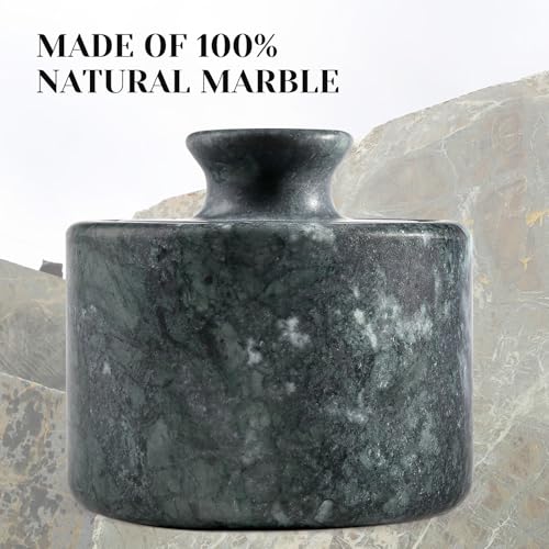 Indian Green Marble Salt Cellar with Lid 3.5", Stone Pepper Container & Spice Jars for Kitchen, Marble Salt and Pepper Holder, Stone Storage Box for Kitchen Counter, Spice Jar - color: Indian Green