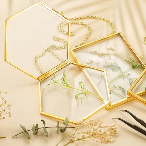 3pcs Pressed Flower Frames FC-US-Frames-T3-0108GoldHua - color: Gold flower