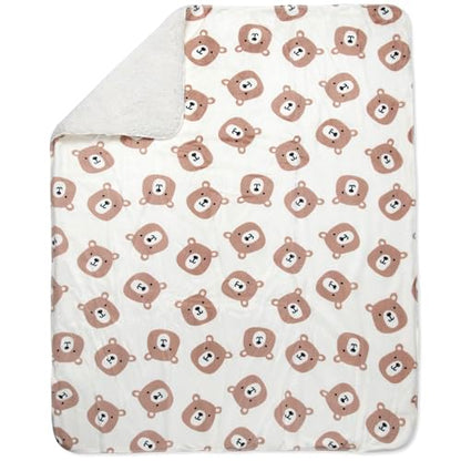 Baby Essentials Sherpa Fleece Baby Blanket 35x30 – Super Soft, Warm Reversible Baby Blankets for Newborns, Infants, Toddlers, and Nursery - color: Brown Bears