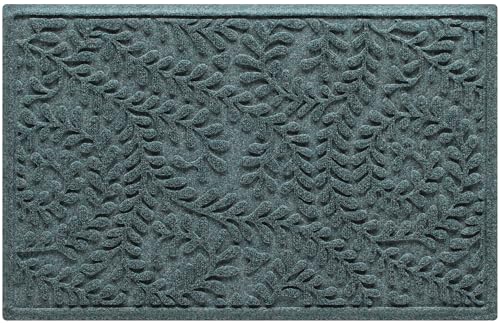 WaterHog Boxwood Front Door Mat Indoor Outdoor Entrance, All-Weather Mats | Heavy Duty Outdoor Doormats, Non-Slip Rubber Backing, Dirt & Moisture Trapper, Low Profile, Made in USA, 23"x36", Bluestone - color: Bluestone, size: Medium 23"x36" (2’x3’)