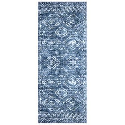 KILOCOCO Washable Runner Rug 2x5 ft Hallway Runners, Stonewashed Blue | Non Slip Runner Rug, Printed Kitchen Runner Rug, Low-Pile Entryway Runners, Soft Geometric Rugs for Bedroom Hall Living Room - color: Stonewashed Blue, size: 2' x 5' (Runner)