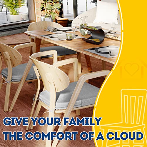 AAAAAcessories D-Shaped Chair Cushions, 2" Thick Dining Chair Pads with Ties and Removable, Machine-Washable Cover, 17" x 16", Set of 4, Light Gray - color: Light Gray, size: 4 Count(Pack of 1)