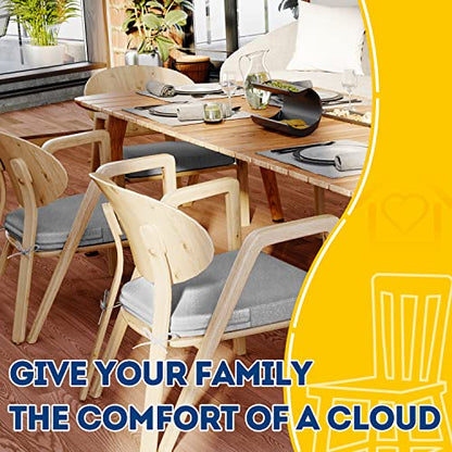 AAAAAcessories D-Shaped Chair Cushions, 2" Thick Dining Chair Pads with Ties and Removable, Machine-Washable Cover, 17" x 16", Set of 4, Light Gray - color: Light Gray, size: 4 Count(Pack of 1)