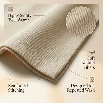 ACCENTHOME Accent Home 100% Cotton Napkins, Delicate Cloth Napkins for Dinners, Parties and Weddings，18 x 18 Inch Set of 6 - Natural | 100% Pure Cotton Napkins, Economy Pack, Multi Purpose Use, Machine Washable, Cotton - color: 17 - Natural - Twill, size: