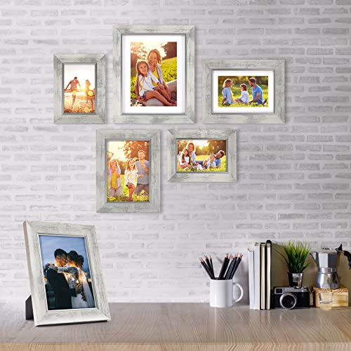 XUANLUO 5x7 Picture Frames Set of 4 Rustic Retro Photo Frame with HD Plastic Cover for Wall Mount and Tabletop Display Family Friends Wedding Gift - color: white-4pcs, size: 5 x 7 inch