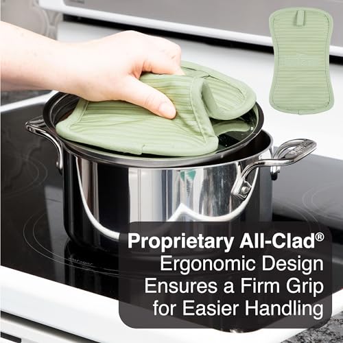 All-Clad Premium Pot Holder & Heating Pad, (2-Pack) Heat Resistant to 500 Degrees, 100% Cotton 10"x6.25" for Kitchen and Barbeque, Fennel - color: Fennel, size: 2 Pack