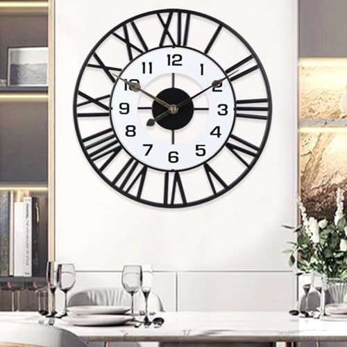 24inch Metal Decorative Wall Clock,Silent Non-Ticking Quality Quartz Battery Operated,Large Wall Clocks for Living Room Kitchen Home Bathroom Bedroom Wall Decor - color: 698, size: 24inch