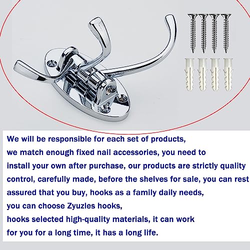 2PCS Swivel Wall Hooks - 3 Swing Arm Coat Hook Hanger for Bathroom, Kitchen, Garage - Wall Mounted Brushed Nickel - style: Silver Oval