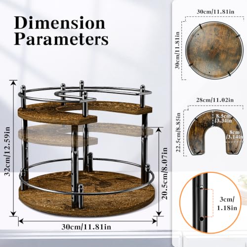 2 Tier Lazy Susan Organizer Turntable for Cabinet U-Shape Spinning Makeup Organizer 11.8" Rotating Spice Rack Height Adjustable, Pantry, Kitchen Countertop, Party, Bedroom