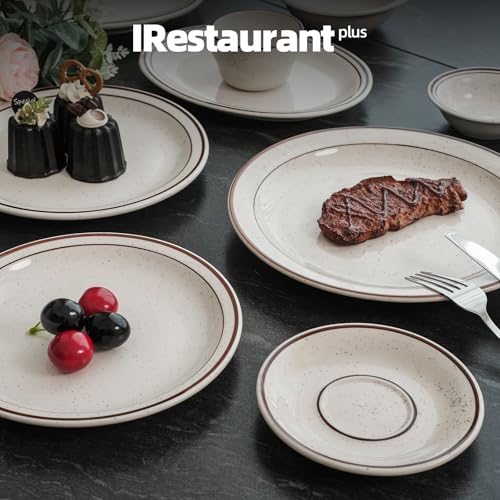 Stoneware Narrow Rim Commercial Grade Dinnerware Brown Speckle, Plate 9", Case of 24 - color: Brown Speckle, size: Plate 9"