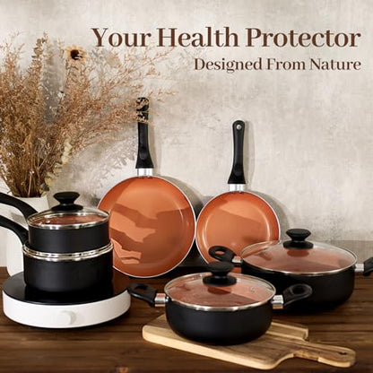 BECIGAR Ceramic Pots and Pans Set, 15PCS Nonstick Set Ceramic Cookware Set, Nonstick Pan Pots and Pans Set Non Stick Cookware set (With-Induction)