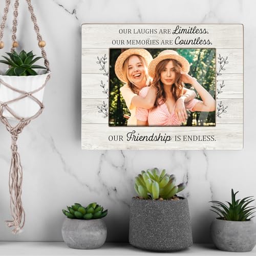 Rustic Wood Picture Frame,Farmhouse Picture Frame for 5x7 Photo –Our Friendship is endless – Fun Friend Gift for Besties, Roommates, Birthday or Graduation(Friendship) - color: Friendship