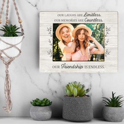 Rustic Wood Picture Frame,Farmhouse Picture Frame for 5x7 Photo –Our Friendship is endless – Fun Friend Gift for Besties, Roommates, Birthday or Graduation(Friendship) - color: Friendship