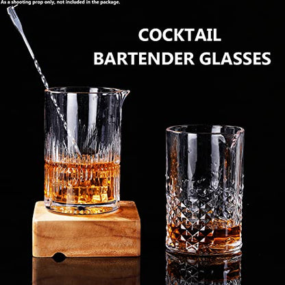 2 Pcs Cocktail Mixing,Crystal Glass Engraved Cocktail Stirring Glasses,24oz Drink Stirring,Thick Weighted Bottom,Professional Bartender's Mixer Glasses,Bar Tools. - color: 2 different glasses