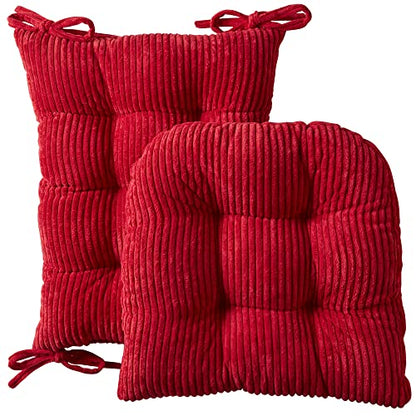 Sweet Home Collection Rocking Chair Cushion Premium Tufted Pads Non Skid Slip Backed Set of Upper and Lower with Ties, Velvet Red 5, (Pack of 5) - color: Velvet Red, style: 21" X 17"/17" X 17" (Pack of 5)