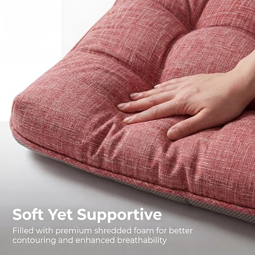 Chair Cushions for Dining Chairs Set of 4, 15.5" x 15.5" x 3.5" Kitchen Chair Cushions with Ties, Upgraded Silicone Non-Slip Bottom, Premium Shredded Memory Foam Chair Pads, Red - color: Red