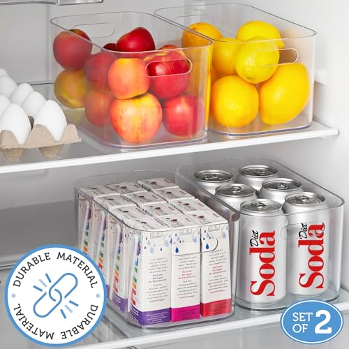 STORi Bliss 10" x 6" Open Clear Pantry Organizer Bin, Set of 2, Plastic Containers with Handle for Kitchen, Fridge, Cabinet, Closet, Bathrom, Undersink Storage Made in USA - style: Set of 2